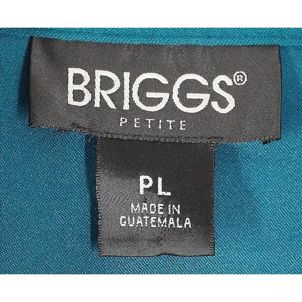 Briggs Pant Suit Womens PL Teal Blue Faux Suede Zip Jacket‎ Straight Leg 2 Piece